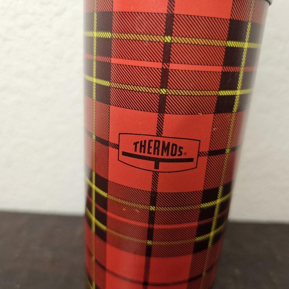Vintage 1964 Vac Sealed KING-SEELEY THERMOS Red Plaid 2242 Metal 1 QT - Picture 2 of 8